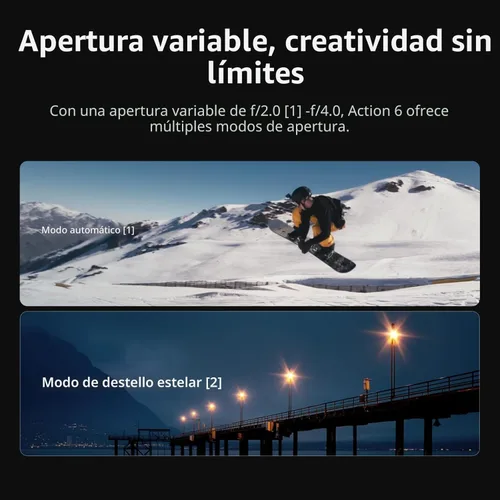 Miniatura 2 de DJI Osmo Action 6 Essential Combo, cámara de acción impermeable de 8K con sensor cuadrado de 1/1.1", apertura variable de f/2.0–f/4.0, Rocksteady