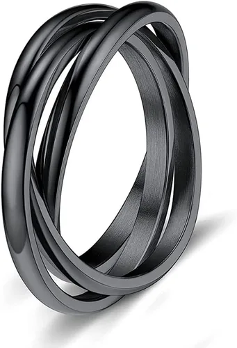 Miniatura 2 de Anillos de triple entrelazado de acero inoxidable minimalista apilables, anillos de cruz minimalistas, anillos de compromiso de compromiso