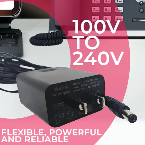 Miniatura 4 de Yealink - Adaptador de corriente de 5 voltios y 1.2 amperios, teléfonos compatibles con Yealink - T53, T53W, T26P, T27, T28P, T34W, T41P, T42G