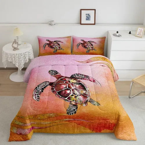 Miniatura 17 de Juego de edredón de ballena individual, juegos de ropa de cama retro con temática náutica para decoración de dormitorio, edredón de plumón de vida