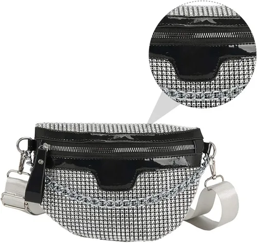 Miniatura 9 de Amosfun Riñonera con diamantes de imitación 10-12 para niñas con brillantina, 1 bolsa versátil cruzada para el pecho, bolsa de cintura para viajes