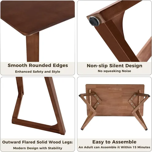 Miniatura 6 de DELAVIN Mesa de comedor grande de madera maciza de 70.8 pulgadas para 6-8 personas, mesa de cocina moderna de roble con veta de madera natural, mesa