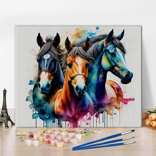 TUMOVO Pintura por números para adultos, kits de pintura acrílica con números, caballos abstractos por números, pintura por números para niños,