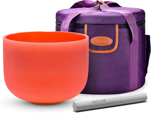 Miniatura 17 de TOPFUND - Cuenco de cristal de 8 pulgadas, afinado en la nota A# y de color violeta, para el chakra pineal, instrumento de meditación y sanación