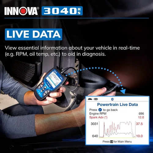 Miniatura 6 de INNOVA 3040RS, escáner OBD2, transmisor de datos en vivo, probador de batería/alternador, reinicio de la luz de motor/luz de freno/luz de aceite