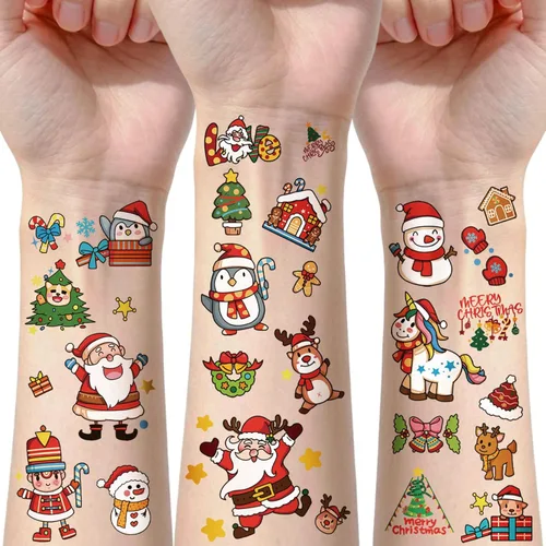 Miniatura 14 de Más de 252 piezas de tatuajes temporales de princesa unicornio brillante para niños, 36 hojas de tatuajes falsos de castillo arcoíris, dulces
