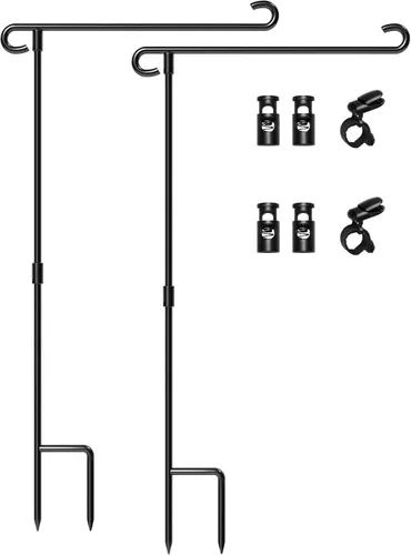 Miniatura 11 de HOOSUN Soporte para Bandera de Jardín, Soporte de Hierro Forjado para Bandera de Patio, Soporte Perfecto para Banderas de Jardín de 12.5x18