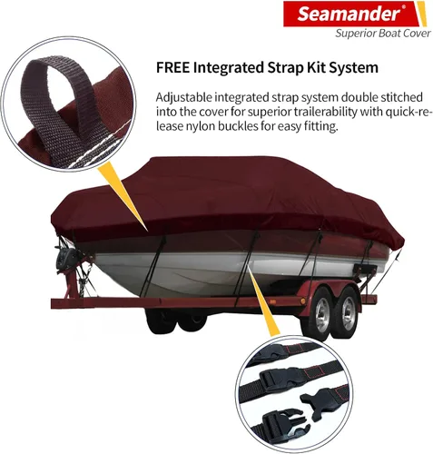 Miniatura 5 de Cubierta impermeable para barco Seamander, hilo teñido en la masa de grado marino. Funda que se adapta a botes de 7.32 m a 7.92 m de bass, casco