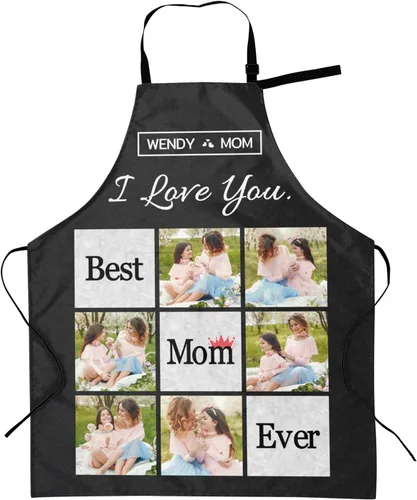Miniatura 33 de Delantales personalizados con dos bolsillos para mujeres y hombres, delantales personalizados impresos con texto fotográfico para cocinero de cocina