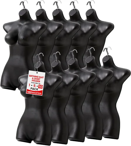 Miniatura 8 de Topmaster Soporte para traje de baño femenino, torso de maniquí femenino duradero, ligero y portátil, soporte para camisa de medio cuerpo con gancho