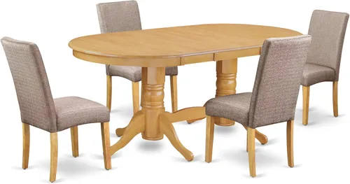 Miniatura 19 de East West Furniture VADR5-LWH-07 - Juego de comedor de 5 piezas, incluye una mesa de comedor ovalada con hojas de mariposa y 4 sillas Parson