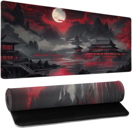 Miniatura 27 de Alfombrilla de mouse XXL para juegos grande, color rosa Sakura Death Life, alfombrilla de escritorio extendida, base de goma antideslizante de 35.4