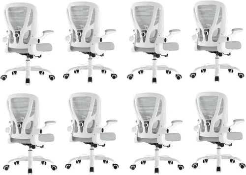 Miniatura 12 de Silla de oficina ergonómica de escritorio, silla de computadora de malla, silla de trabajo transpirable con ruedas, soporte lumbar ajustable, sillas