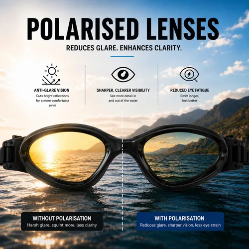 Miniatura 2 de Gafas de natación polarizadas, antivaho y protección UV400, antifugas, incluye tapones para los oídos Pro Swim Hombres Mujeres Adolescentes