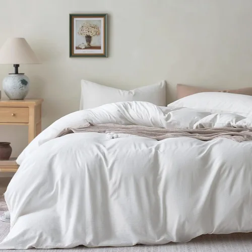 Miniatura 30 de JELLYMONI Funda de edredón tamaño individual, funda de edredón 100% algodón lavado con textura similar al lino, ropa de cama transpirable y suave