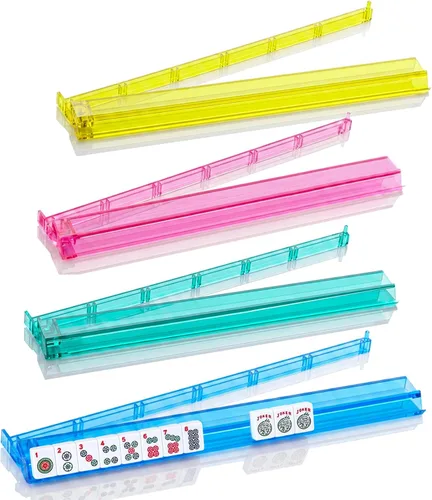 Miniatura 13 de Soporte y empujador todo en uno para Mahjong, combo de soporte y empujador de acrílico transparente, soportes modernos para fichas de Majiang Morado