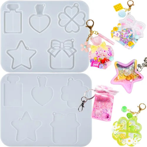 Miniatura 28 de Juego de moldes agitadores de resina, suministros de fundición de joyería epoxi, máquina de garras, camión de postres, consola de juegos, oso
