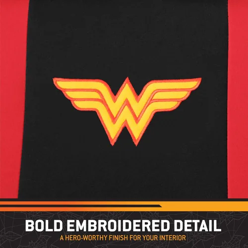 Miniatura 9 de BDK Wonder Woman - Juego completo de 9 piezas para asientos de automóvil, protectores de asiento de poliéster, color negro y rojo