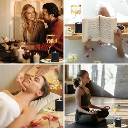Miniatura 5 de Regalo de cumpleaños para mujeres, regalo único de vela de mariposa para madres, hermanas y mejores amigas, velas aromáticas giratorias con plato
