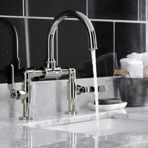 Miniatura 5 de Kingston Brass KS2176KL Whitaker Bridge - Grifo de baño, 13.38 x 6.5 x 12.5, níquel pulido