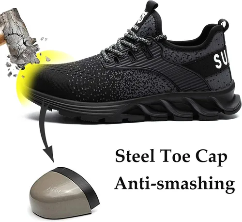 Miniatura 86 de SUADEX Zapatos deportivos con punta de acero para hombres y mujeres, indestructibles, ligeros, cómodos, antideslizantes, puntera compuesta