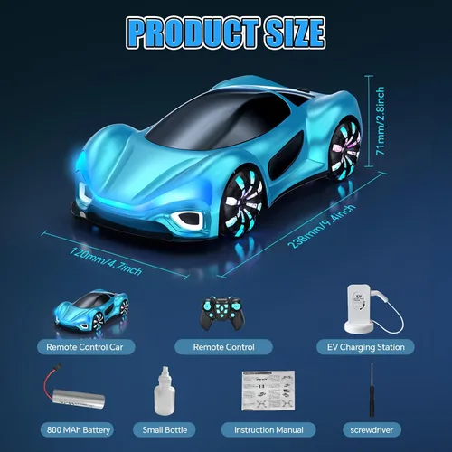 Miniatura 6 de Auto a control remoto, autos RC para niños de 6, 7, 8, 9, 10, 11, 12 años, 2.4 GHz, rotación de 360°, autos RC con luces frías, efectos de música