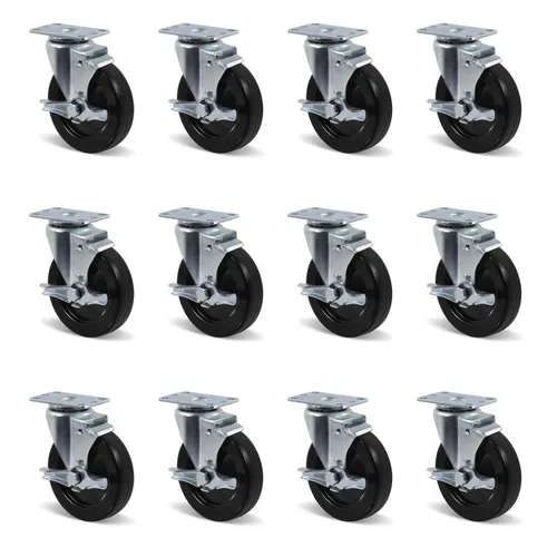 Miniatura 23 de Juego de 4 ruedas giratorias de 3 pulgadas, ruedas giratorias resistentes, ruedas de goma dura para muebles de camión de plataforma, carrito móvil