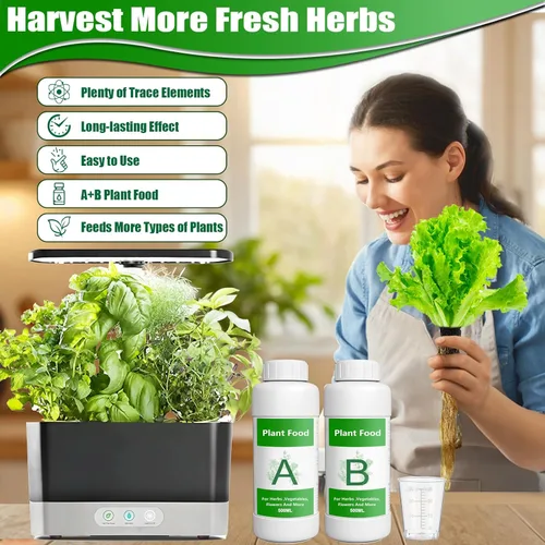 Miniatura 2 de Nutrientes hidropónicos para plantas de 33.8 fl oz, sistema de cultivo hidropónico de hierbas de interior, alimento general para plantas, A y B