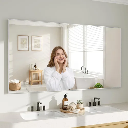 Miniatura 33 de Koonmi Espejo de pared rectangular negro, espejo de baño de 24 x 32 pulgadas, espejo de tocador con marco de aluminio para entrada, sala de estar