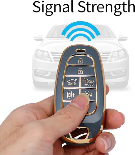 Miniatura 4 de Funda para Llavero Hyundai de 7 Botones con Llavero de Cuero TPU Suave Protección de 360 Grados Funda Carcasa Portador para Llave de Automóvil R