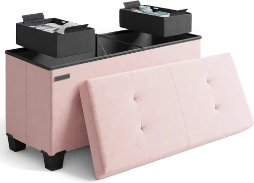 Miniatura 99 de Cubo otomano de almacenamiento con cubo pequeño, otomana cuadrada de 15 pulgadas con almacenamiento para sala de estar y dormitorio, reposapiés