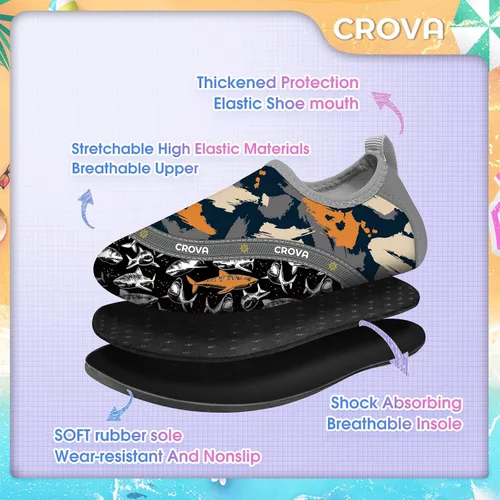 Miniatura 5 de CROVA Zapatos de agua para niños, calcetines acuáticos de secado rápido, antideslizantes, zapatos deportivos para niños y niñas pequeños