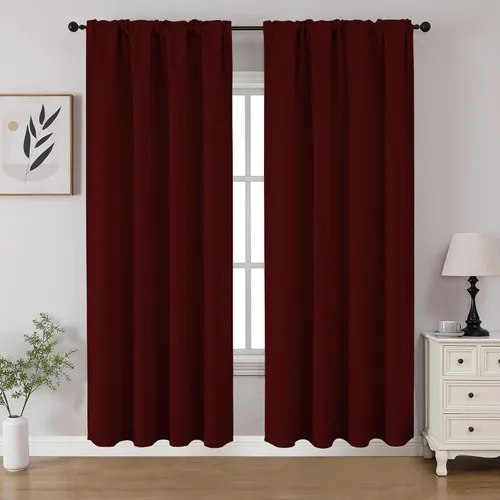 Miniatura 41 de CUCRAF - Cortinas opacas beige de 45 pulgadas, juego de 2 paneles con bolsillo para barra, cortinas para oscurecer dormitorios y sala de estar