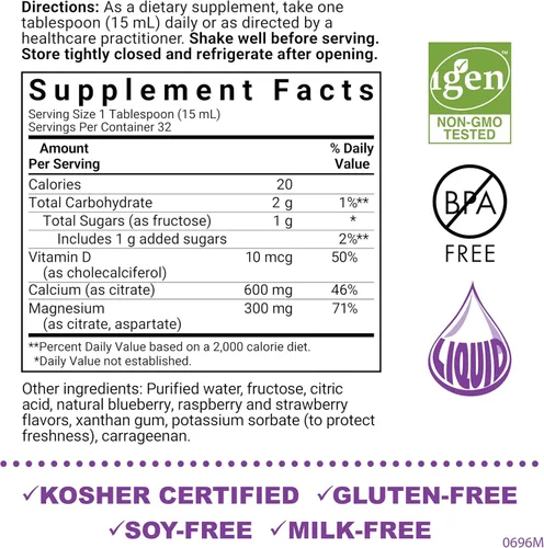 Miniatura 2 de Bluebonnet Nutrition Citrato de calcio líquido, magnesio, vitamina D3, salud ósea, sin gluten, sin soja, sin leche, Kosher, 16 onzas líquidas, 32
