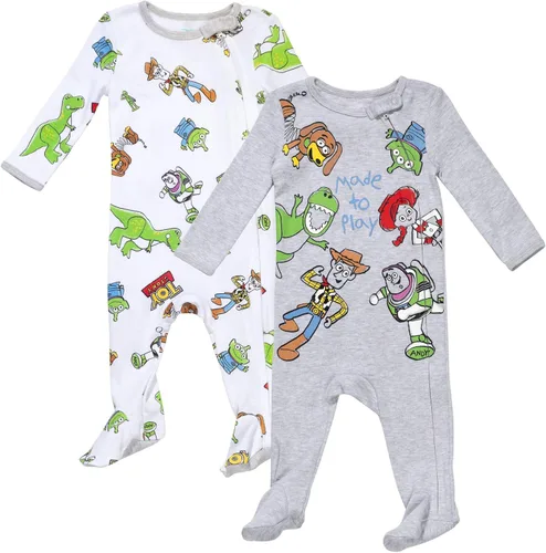 Disney Winnie the Pooh Lion King Monsters Inc. Pixar Toy Story Baby Paquete de 2 overoles Sleep N' Play para recién nacidos a bebés
