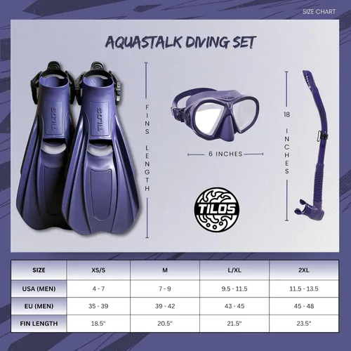 Miniatura 2 de Tilos Juego de buceo Aquastalk con bolsa de transporte de malla Rayo Flor