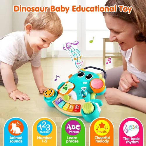 Miniatura 2 de WITALENT Juguetes para bebés de 6 a 12 meses, piano de dinosaurio, música, juguetes iluminados para niños de 1 año, juguetes infantiles para 7, 8