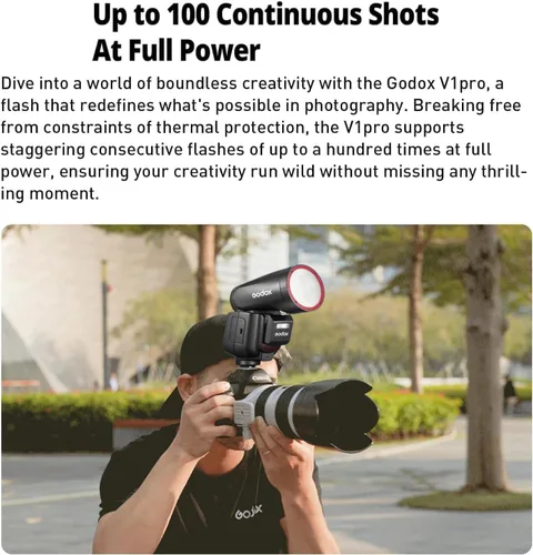 Miniatura 2 de Godox V1 Pro C V1Pro-C versión USA Flash de cámara compatible con cámara Canon Flash Speedlite, 76Ws 2.4G TTL 1/8000 HSS, 500 flash de potencia