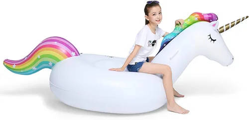 Miniatura 4 de Jasonwell Flotador inflable grande de unicornio para piscina, con válvulas rápidas, gran flotador, para verano, playa, piscina, fiesta, sala