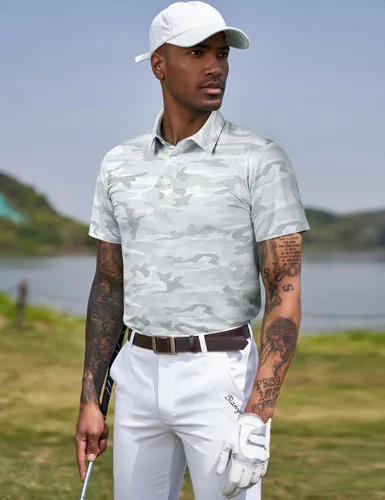 Miniatura 157 de TAPULCO Camisetas tipo polo de secado rápido para hombre, diseño de camuflaje, atléticas, ligeras, transpirables, casuales, para golf