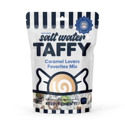 Miniatura 25 de Taffy Shop, Favoritos de los Amantes del Caramelo, Caramelo de Agua Salada – Surtido de Caramelos Gourmet Blandos y Masticables, Paquete