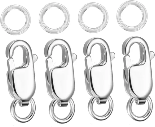 Kcctoo Cierre de Garra de Langosta Plateado con Anillos de Salto Cerrados Cierres de Collar de Oro 14K para Fabricación de Joyas, Hecho en Italia 4