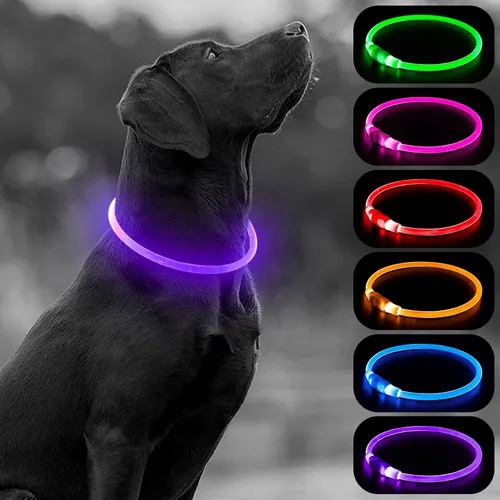 Miniatura 12 de Collar de perro LED Higo - Collares de perro con luz recargable por USB, collar LED para perros con flash DIY para paseos nocturnos de tus perros
