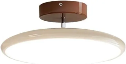 Miniatura 8 de Round Semi Flush Mount Ceiling Light Retro Adjustable Three Color Temperature Eye Protection Indoor Lamp for Bedroom Office Kitchen Living Yellow