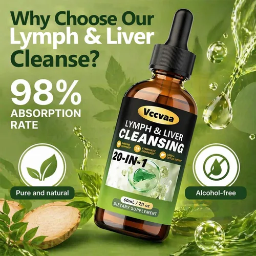 Miniatura 4 de Lymph & Liver Cleanse Liquid Drops, 20-in-1 Lymphatic Drainage Drops, Natural Herbal Complex with Milk Thistle, Echinacea, Fucoxanthin - Gentle