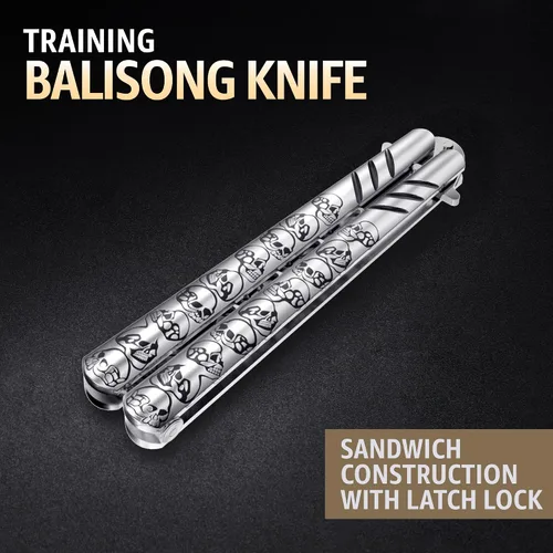 Miniatura 4 de GOOD WORKER Entrenador de Mariposa - Práctica Balisong Cuchillos de Mariposa NO Reales NO Hoja Afilada - Diseño Genial - Mariposa Negra Sin Brillo