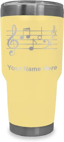 Miniatura 8 de LaserGram Vaso aislado al vacío de 20 onzas, personal de música, grabado personalizado incluido (negro)