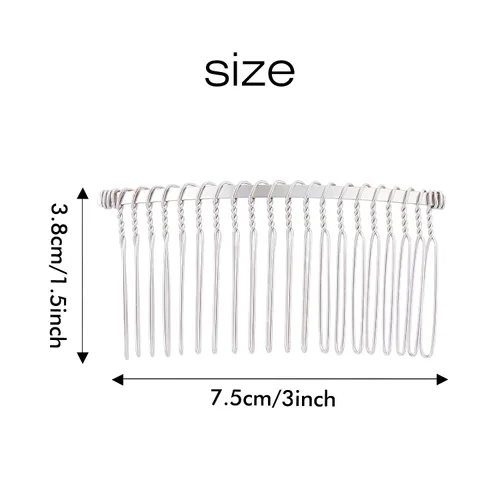 Miniatura 6 de Cinaci Paquete de 30 peines laterales de metal plateado con 20 dientes, tocados franceses decorativos, soporte para moño, peine de alambre