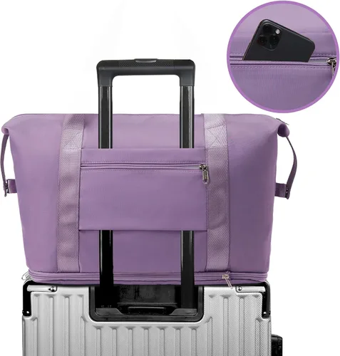 Miniatura 5 de ZGWJ Bolsas de viaje expandibles, bolsa de fin de semana para mujer, plegable, para llevar