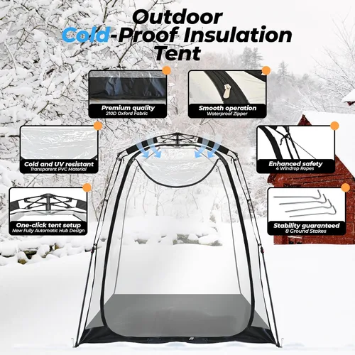 Miniatura 2 de All Weather Proof Pod Pop Up Bubble Tent for 3-8 People, Large Oversize Dome House, Cold Protection Camping Tent, Winter Instant Igloo for Outdoor
